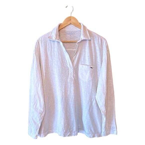 Vineyard Vines Tops - Vineyard Vines White Cotton Popover Top | Whale Logo | Size XL | Coastal Classic